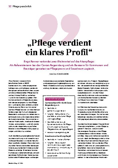 Vorschauseite 1: „Pflege verdient ein klares Profil“