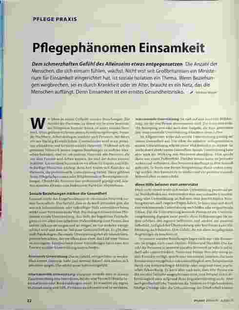 Vorschauseite 1: Pflegephänomen Einsamkeit
