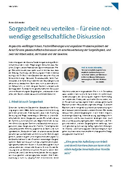 Vorschauseite 1: Sorgearbeit neu verteilen – für eine notwendige gesellschaftliche Diskussion