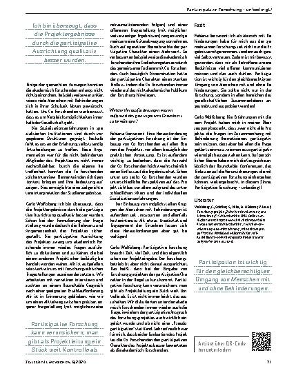 Vorschauseite 2: Partizipative Forschung – unbedingt!