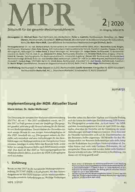 Vorschauseite 1: Implementierung der MDR: Aktueller Stand