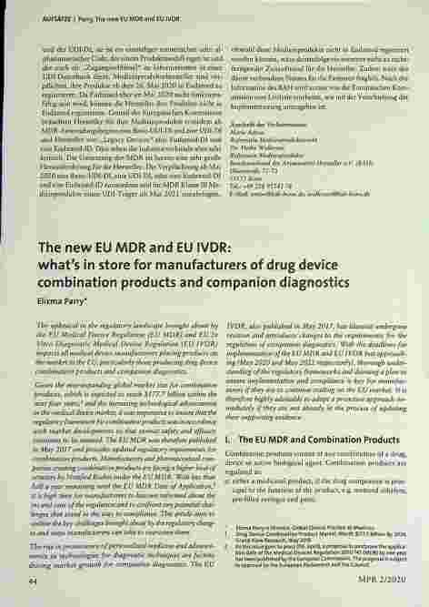 Vorschauseite 4: Implementierung der MDR: Aktueller Stand
