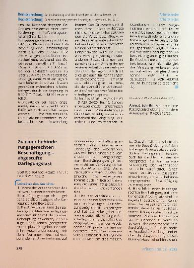 Vorschauseite 1: Zu einer behinderungsgerechten Beschäftigungabgestufte Darlegungslast