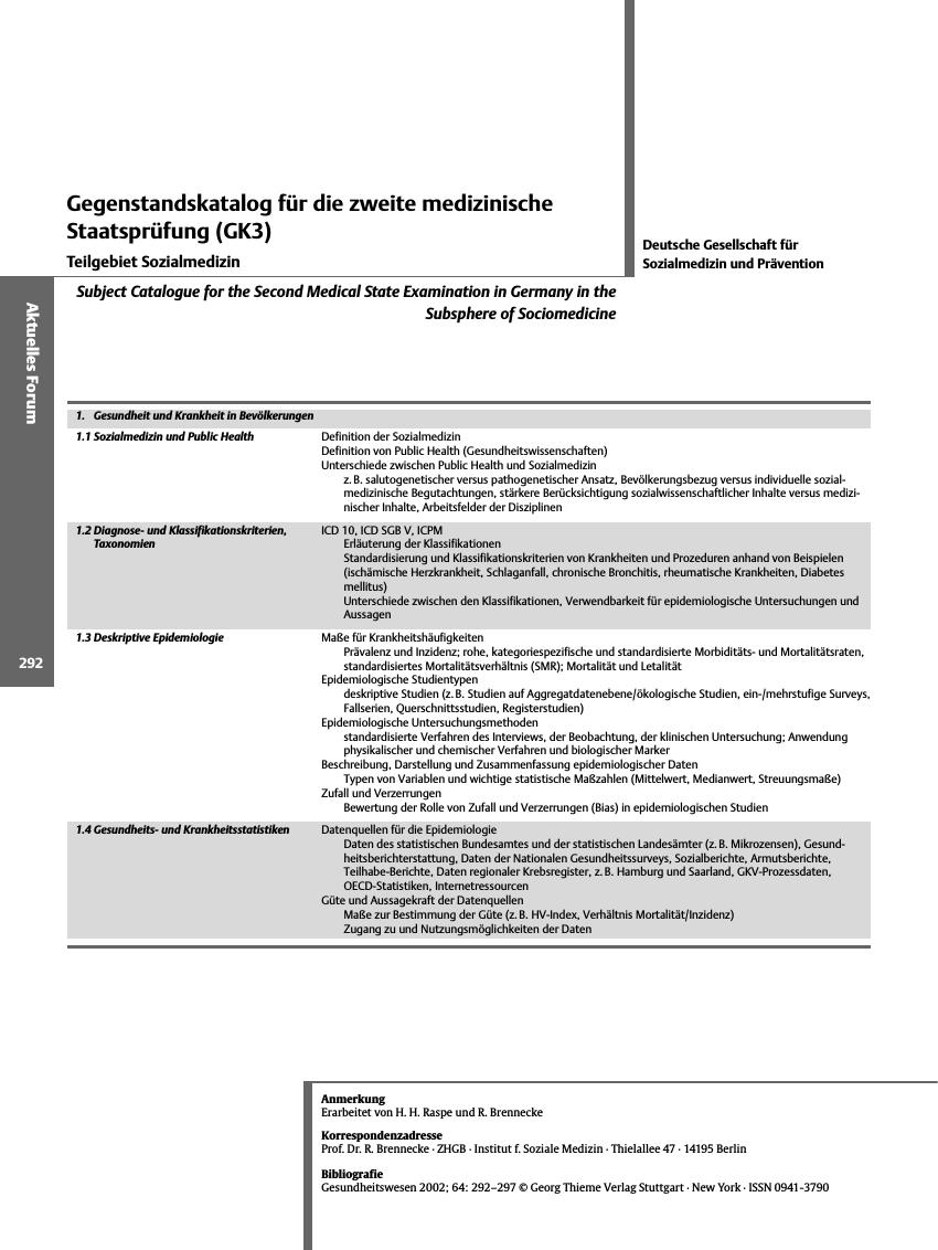 Vorschauseite 1: Gegenstandskatalog für die zweite medizinische Staatsprüfung (GK3)