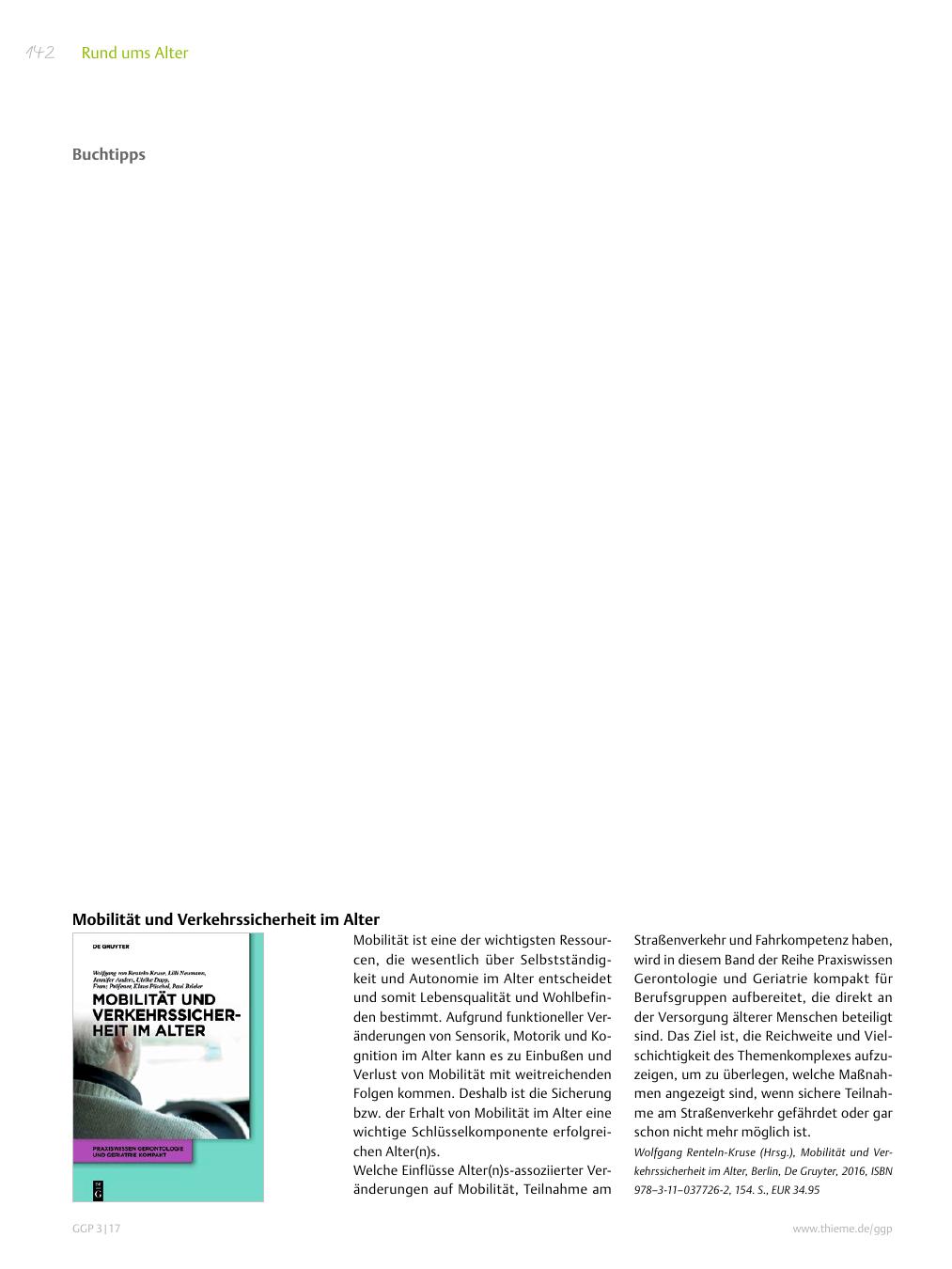 Vorschauseite 1: Buchtipp: Mobilität und Verkehrssicherheit im Alter