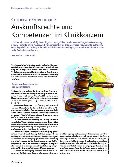 Vorschauseite 1: Corporate Governance Auskunftsrechte und Kompetenzen im Klinikkonzern
