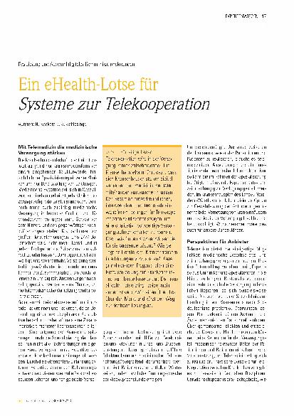 Vorschauseite 1: Ein eHealth-Lotse für Systeme zur Telekooperation