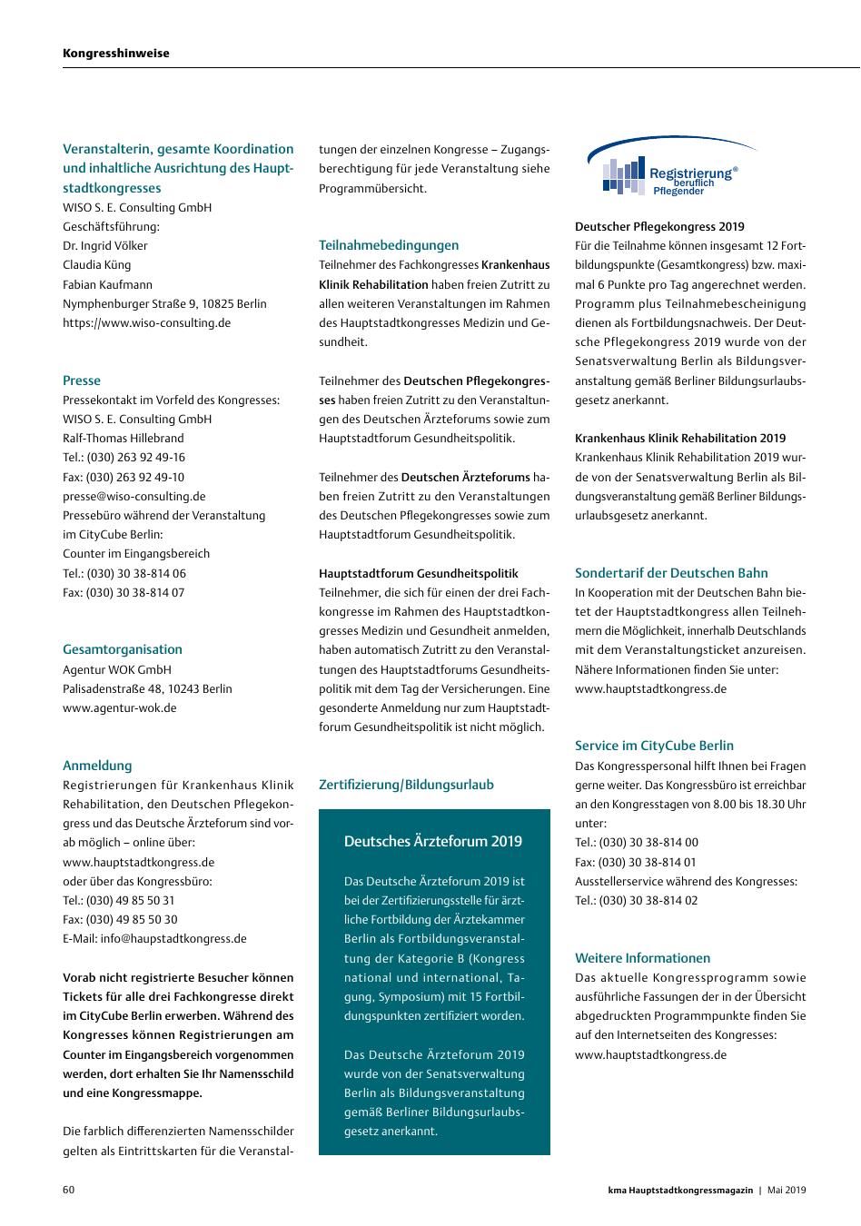 Vorschauseite 1: Kongresshinweise