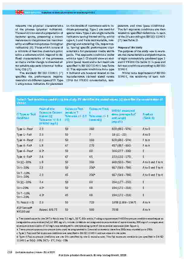 Vorschauseite 3: Evaluation of a number of chemical indicators for monitoring vaporized hydrogen peroxide (VH2O2) sterilization processes