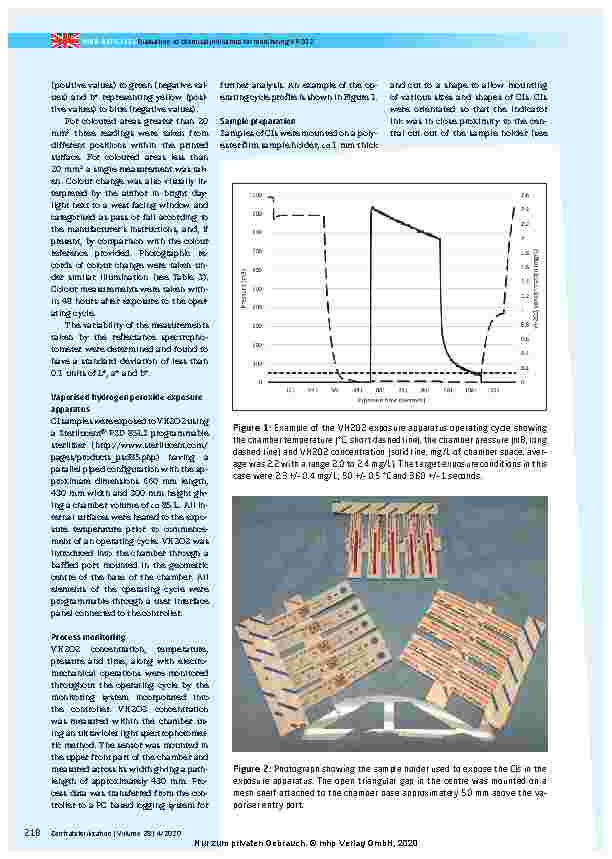 Vorschauseite 5: Evaluation of a number of chemical indicators for monitoring vaporized hydrogen peroxide (VH2O2) sterilization processes
