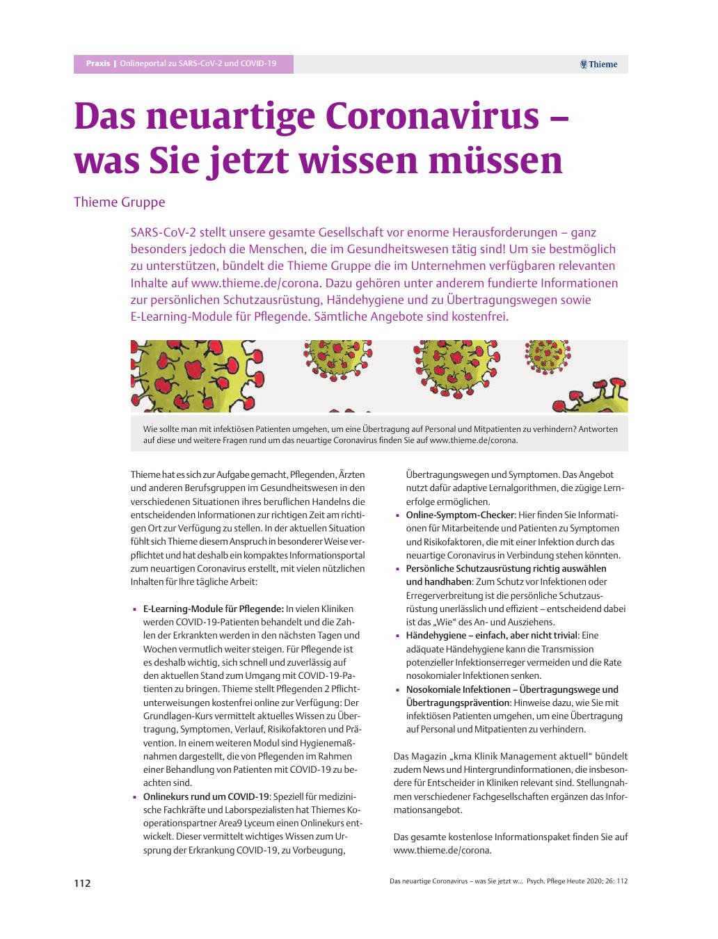 Vorschauseite 1: Das neuartige Coronavirus – was Sie jetzt wissen müssen