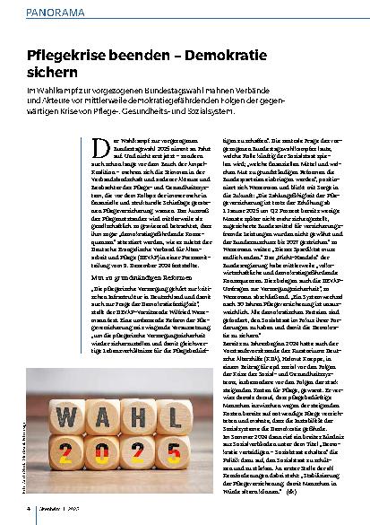 Vorschauseite 1: Pflegekrise beenden – Demokratie sichern