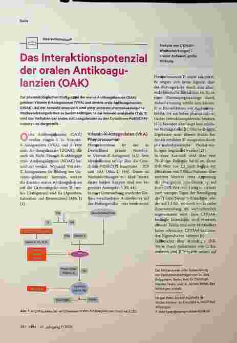 Vorschauseite 1: Das Interaktionspotenzial der oralen Antikoagulanzien (OAK)