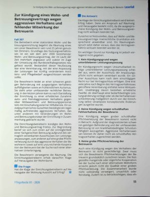 Vorschauseite 1: Zur Kündigung eines Wohnund Betreuungsvertrags wegen aggressiven Verhaltens und fehlender Mitwirkung der Betreuerin