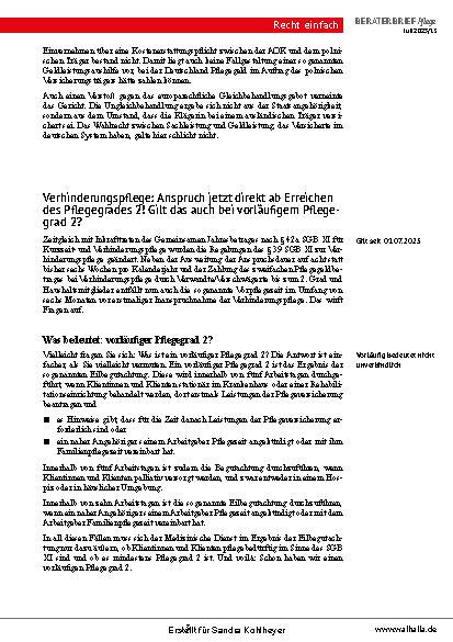 Vorschauseite 3: Beraterbrief Pflege Heft 13-2025