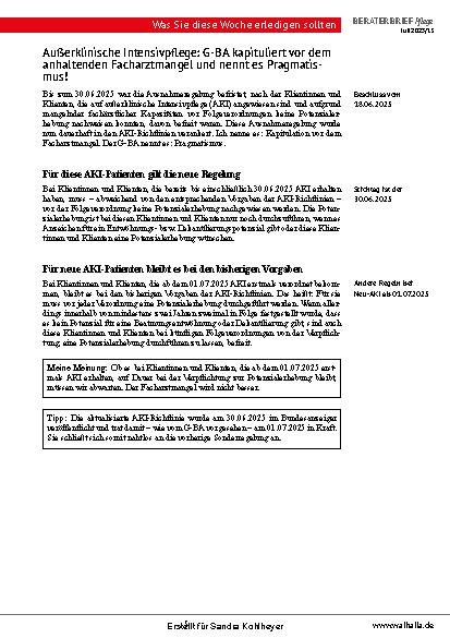 Vorschauseite 5: Beraterbrief Pflege Heft 13-2025