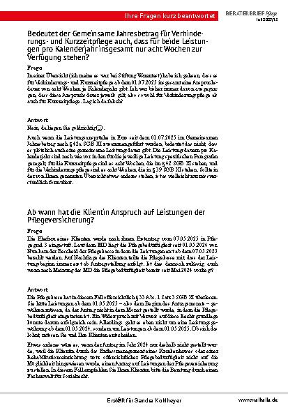 Vorschauseite 6: Beraterbrief Pflege Heft 13-2025