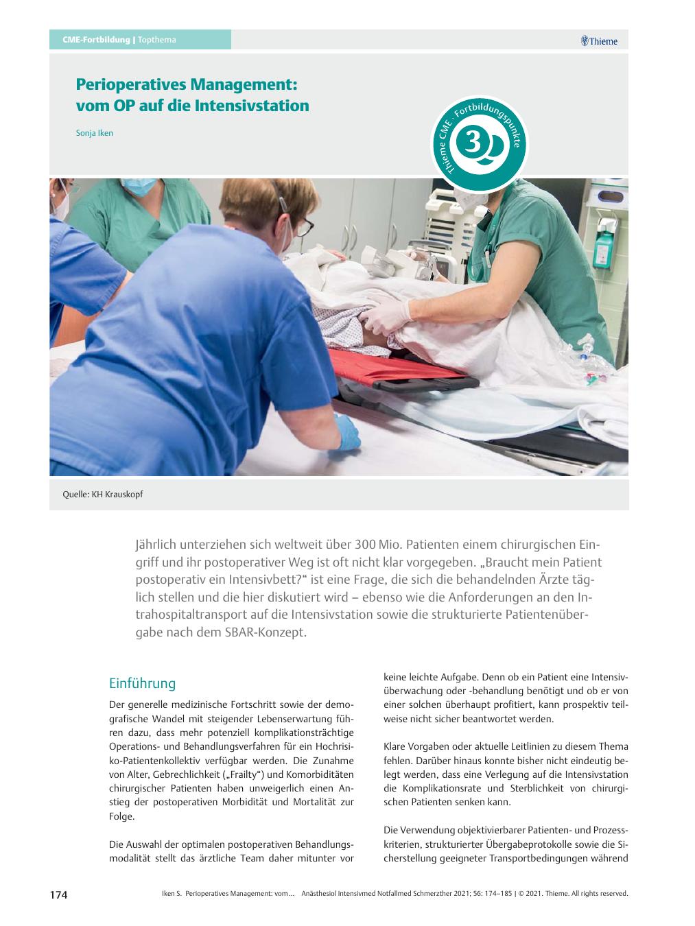 Vorschauseite 1: Perioperatives Management: vom OP auf die Intensivstation