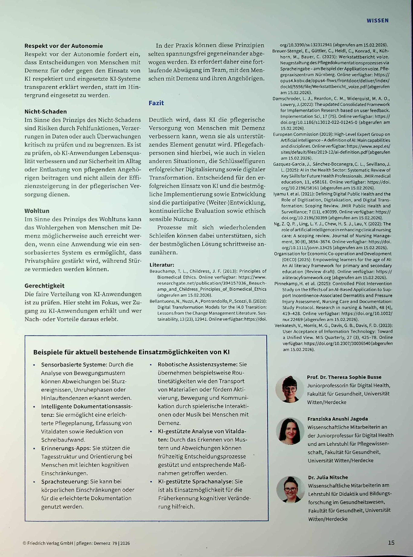 Vorschauseite 5: Zwischen Forschung und Pflegepraxis. Wie Künstliche Intelligenz in die Pflegepraxis für Menschen mit Demenz kommt