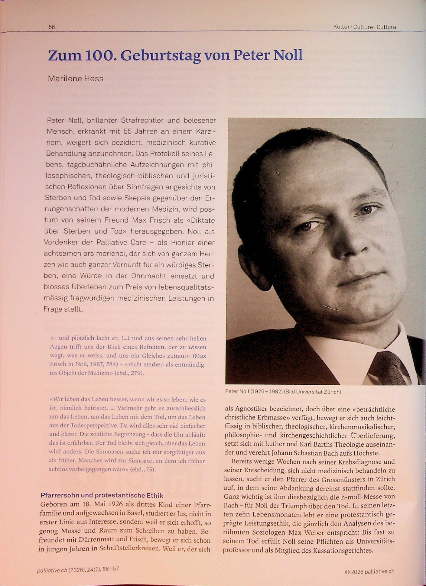 Vorschauseite 1: Zum 100. Geburtstag von Peter Noll