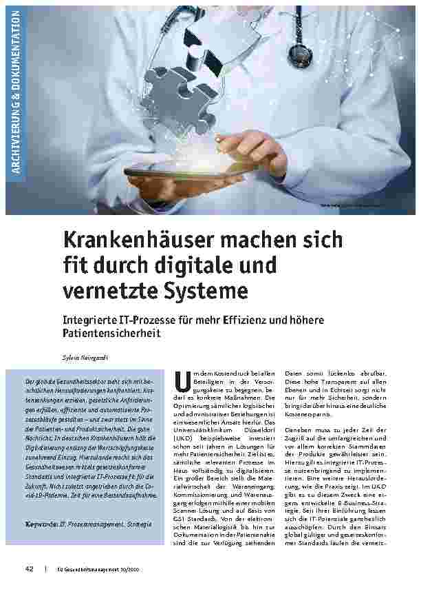 Vorschauseite 1: Krankenhäuser machen sich fit durch digitale und vernetzte Systeme.