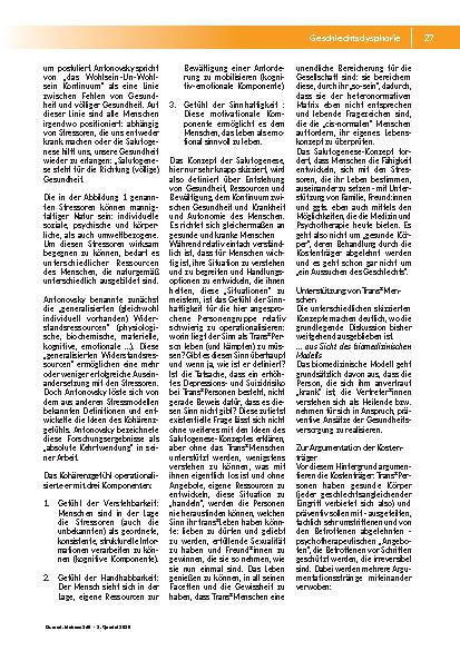 Vorschauseite 3: Zur gesundheitspolitischen-konzeptionellen Diskussion um Gesundheit und Krankheit am Beispiel der Geschlechtsdysphorie
