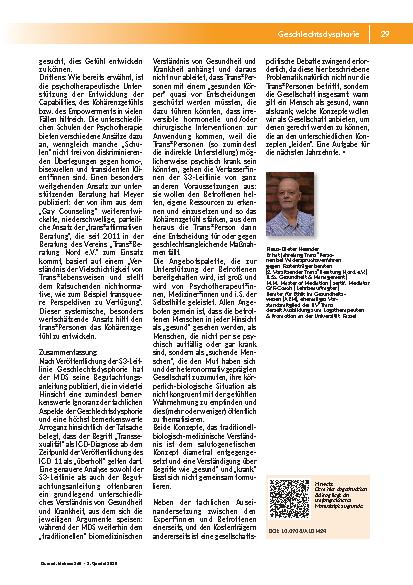 Vorschauseite 5: Zur gesundheitspolitischen-konzeptionellen Diskussion um Gesundheit und Krankheit am Beispiel der Geschlechtsdysphorie