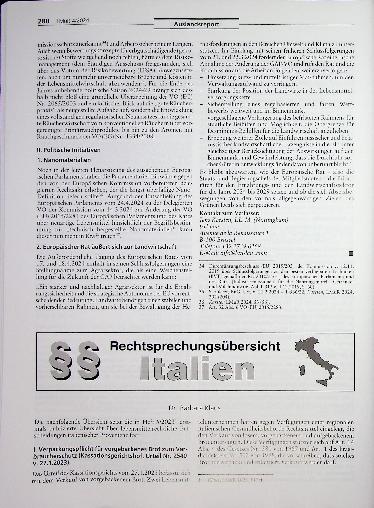Vorschauseite 1: Rechtsprechungsübersicht Italien