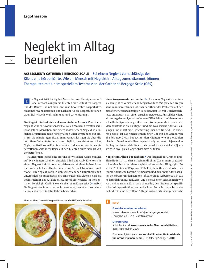 Vorschauseite 1: Assessment: Catherine Bergego Scale ? Neglekt im Alltag beurteilen