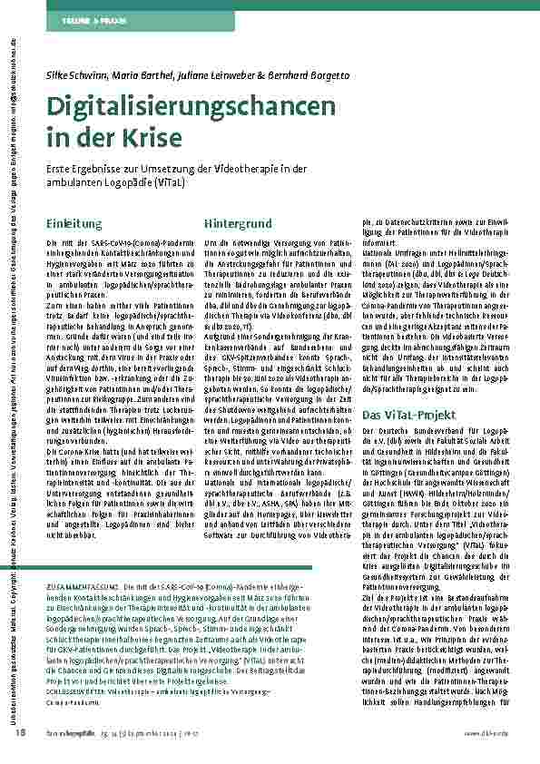 Vorschauseite 1: Digitalisierungschancen in der Krise