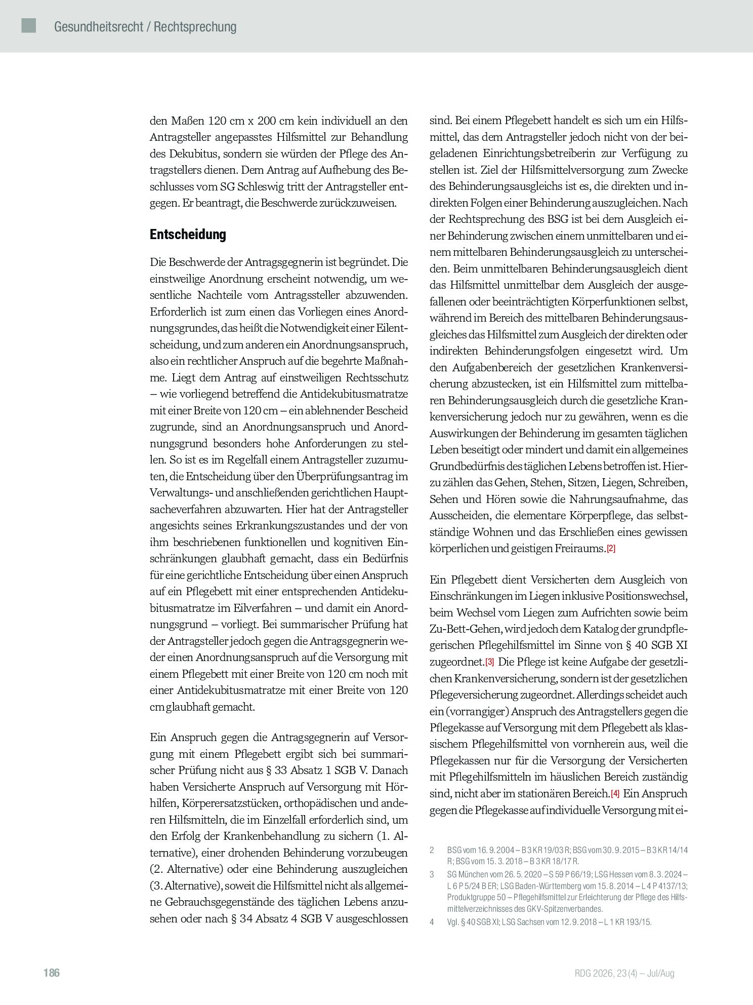 Vorschauseite 2: Kostenübernahme für Pflegebett und Antidekubitusmatratze
