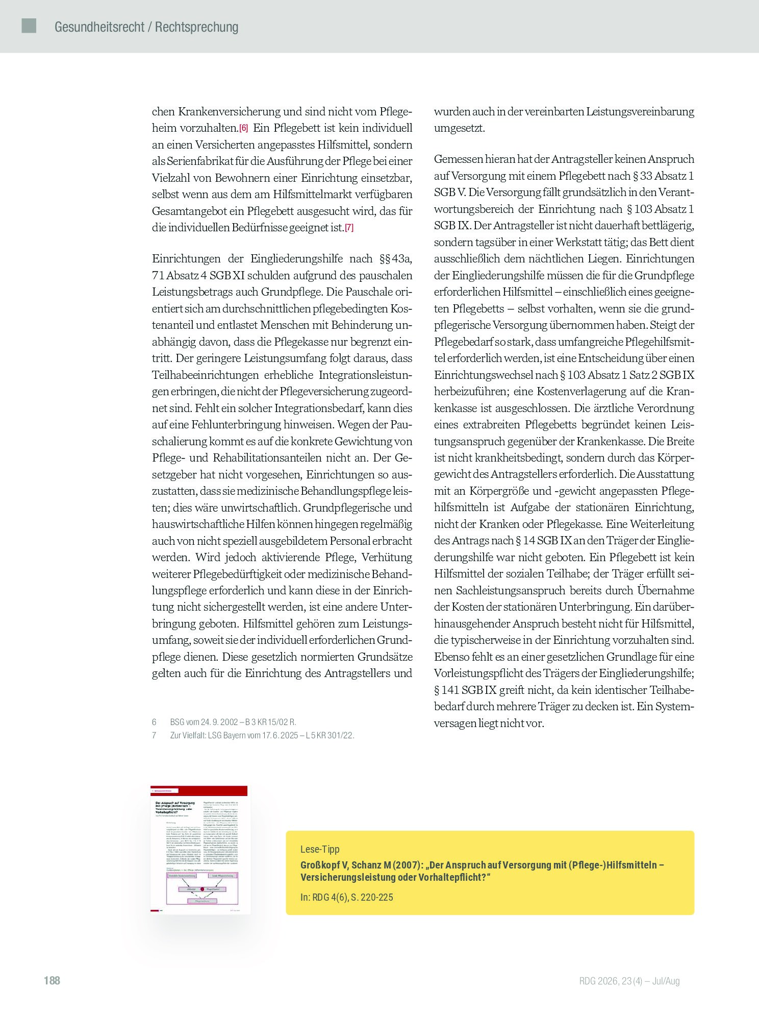 Vorschauseite 4: Kostenübernahme für Pflegebett und Antidekubitusmatratze