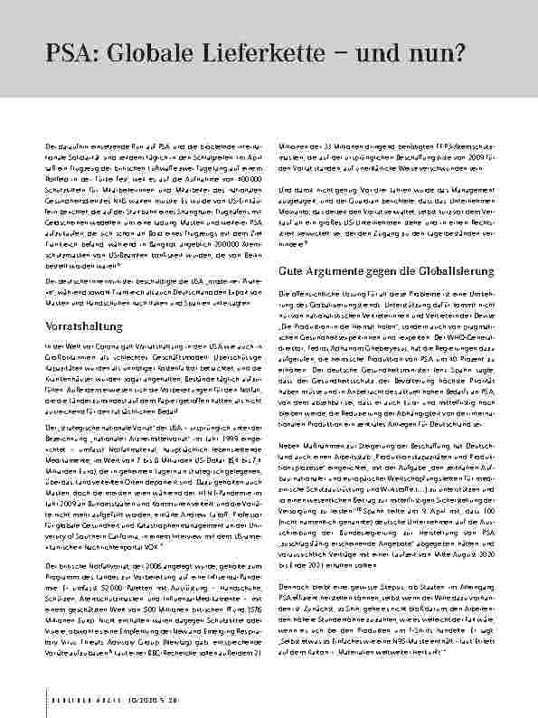 Vorschauseite 2: PSA: Globale Lieferkette – und nun? COVID-19 wirft ein Schlaglicht auf die Lieferketten im Gesundheitswesen und stellt 30 Jahre immer weiter zunehmender Globalisierung infrage.