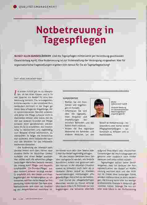 Vorschauseite 1: Notbetreuung in Tagespflegen