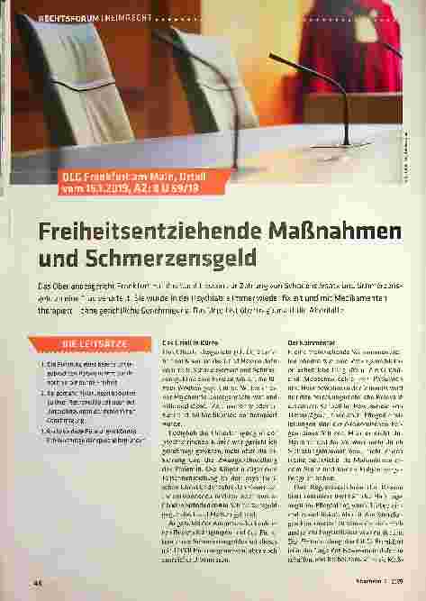 Vorschauseite 1: Freiheitsentziehende Maßnahmen und Schmerzensgeld