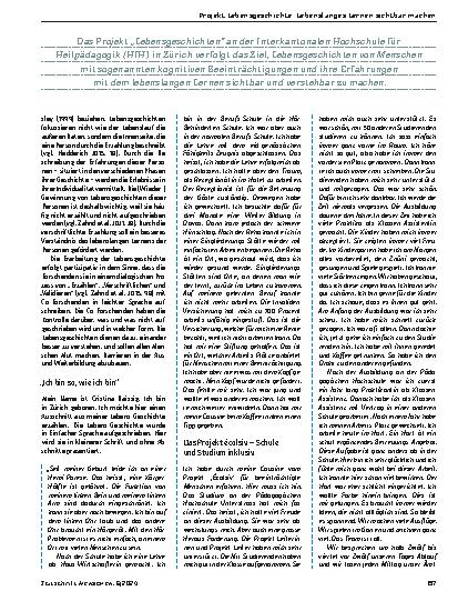 Vorschauseite 2: Projekt Lebensgeschichte: Lebenslanges Lernen sichtbar machen