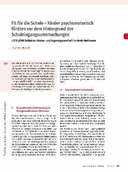 Vorschauseite 1: Fit für die Schule - Kinder psychomotorisch fördern vor dem Hintergrund der Schuleingangsuntersuchungen