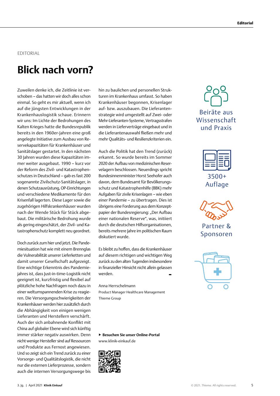 Vorschauseite 1: Blick nach vorn? This text is already correctly spelled.