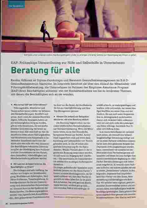 Vorschauseite 1: EAP: Frühzeitige Unterstützung zur Hilfe und Selbsthilfe in Unternehmen. Beratung für alle.