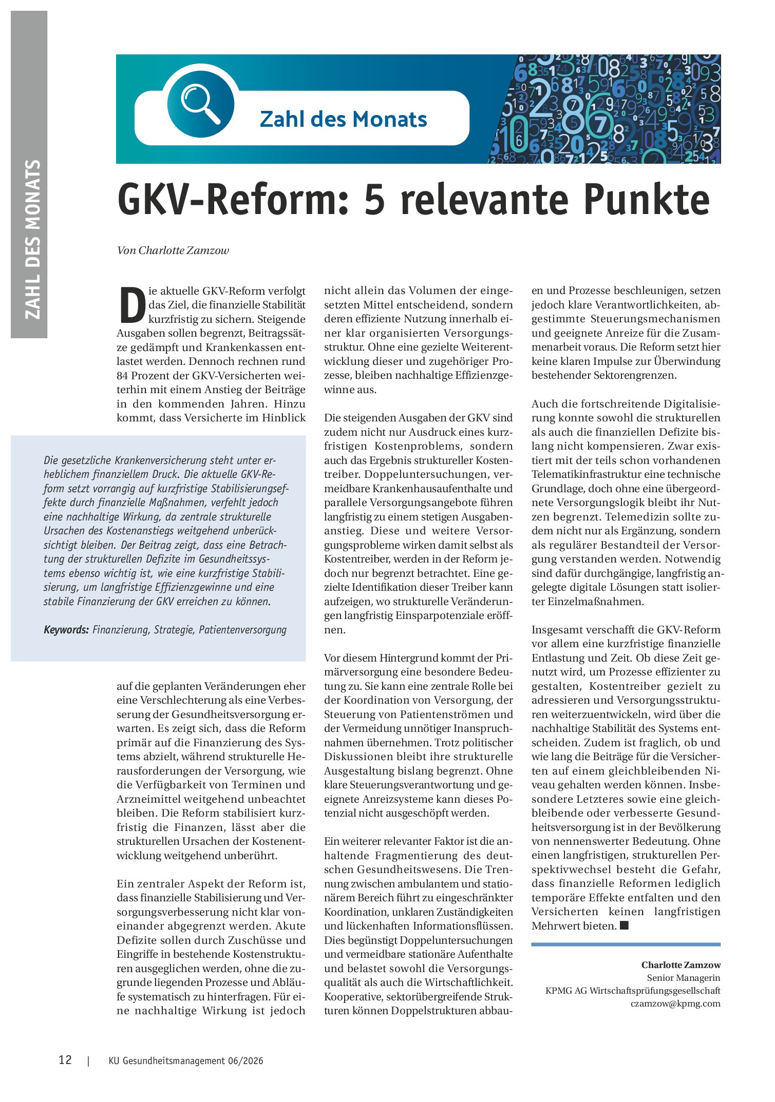 Vorschauseite 1: GKV-Reform: 5 relevante Punkte