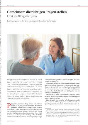 Vorschauseite 1: Gemeinsam die richtigen Fragen stellen Ethik im Alltag der Spitex