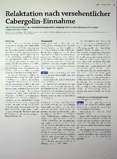 Vorschauseite 1: Relaktation nach versehentlicher Cabergolin-Einnahme