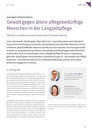 Vorschauseite 1: Gewalt gegen ältere pflegebedürftige Menschen in der Langzeitpflege