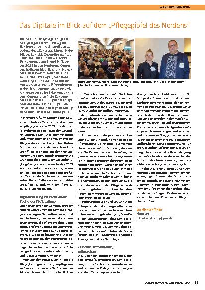 Vorschauseite 1: Das Digitale im Blick auf dem „Pflegegipfel des Nordens“