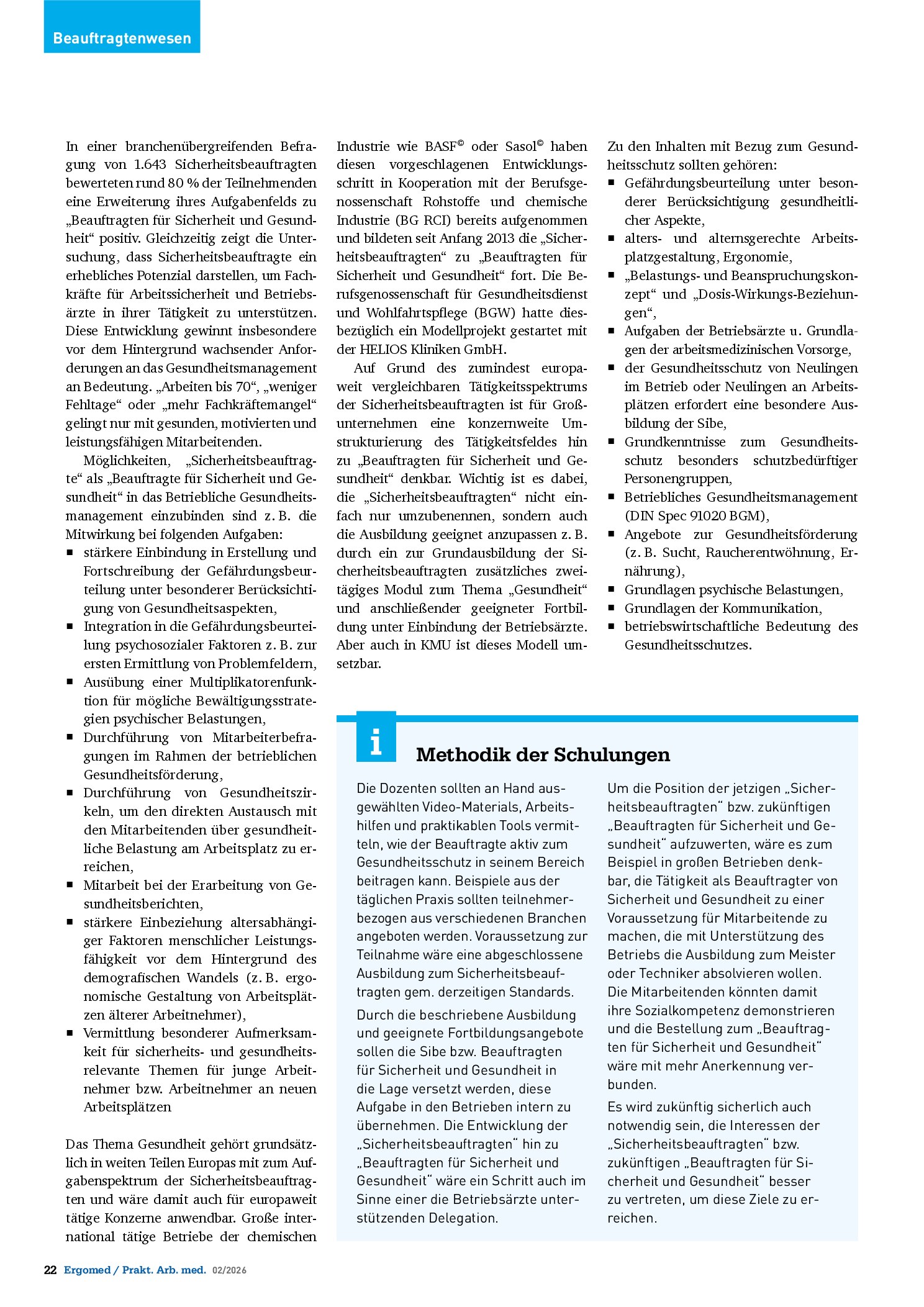 Vorschauseite 3: Zur Bedeutung der Sicherheitsbeauftragten. Ein wichtiges Element von Sicherheit und Gesundheit insbesondere in KMU