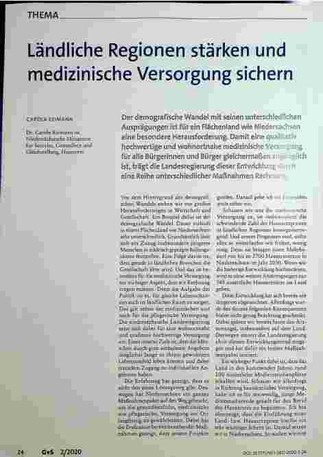 Vorschauseite 1: Ländliche Regionen stärken und medizinische Versorgung sichern