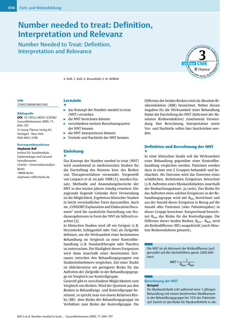 Vorschauseite 1: Number needed to treat: Definition, Interpretation und Relevanz