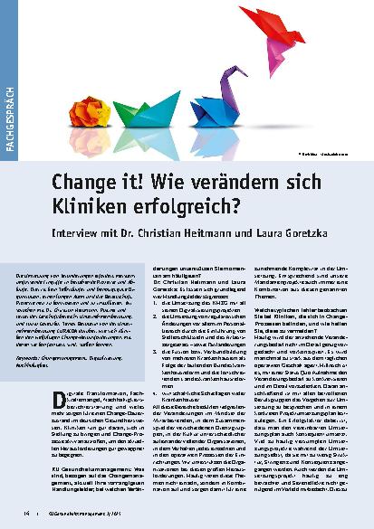 Vorschauseite 1: Change it! Wie verändern sich Kliniken erfolgreich?