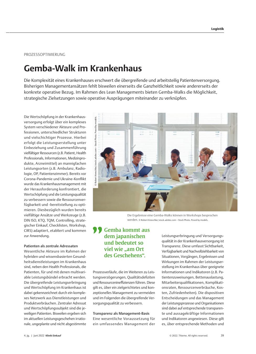 Vorschauseite 1: Prozessoptimierung: Gemba-Walk im Krankenhaus