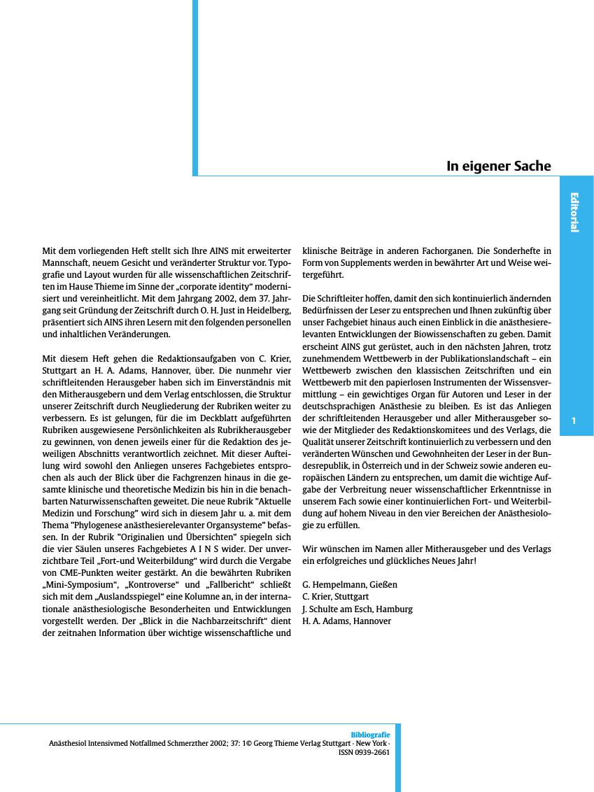 Vorschauseite 1: In eigener Sache